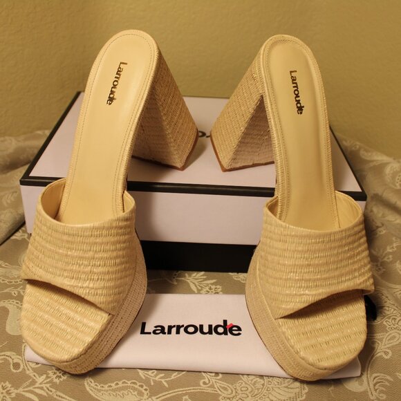 Larroude Dolly Mule, Beach Raffia, Natural, Size 11 - Picture 1 of 10